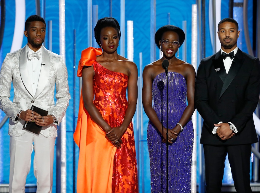 Chadwick Boseman, Danai Gurira, Lupita Nyong'o, Michael B. Jordan, Black Panther Cast, 2019 Golden Globe Awards